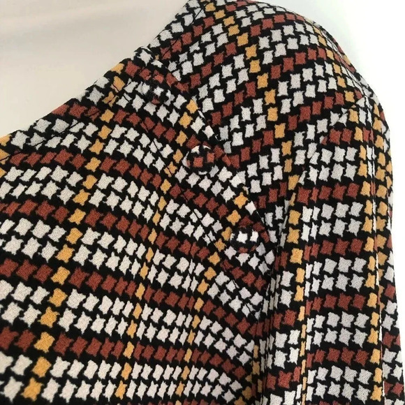 𝅺Adrianna Papell brown/yellow long sleeve blouse L - Picture 2 of 13